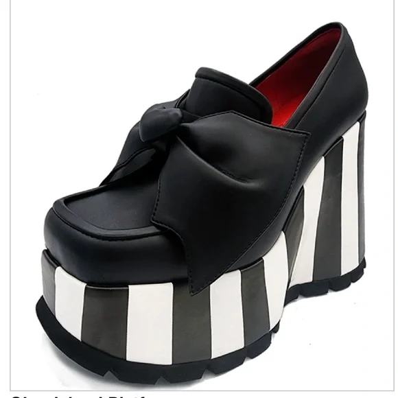 Black and White Platform Loafers - Picture 2 of 4